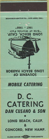 Matchbook Cover - DC Catering Long Beach CA Concord NH