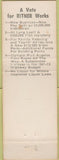 Matchbook Cover - Roy R Ritner Democrat election Olympia Port Angeles WA