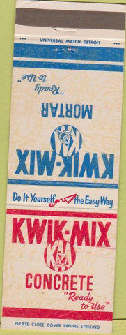 Matchbook Cover - Kwik Mix Concrete Mortar Holly MI