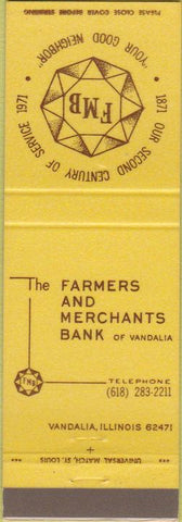 Matchbook Cover - Farmers Merchants Bank Vandalia IL
