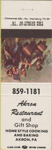Matchbook Cover - Akron Restaurant Akron PA