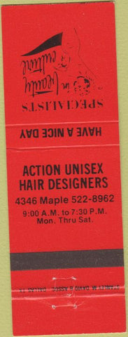 Matchbook Cover - Action Unisex Hair Design salon Dallas? Girlie
