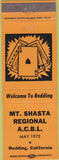 Matchbook Cover - Mt Shasta Regional ACBL 1972 Redding CA