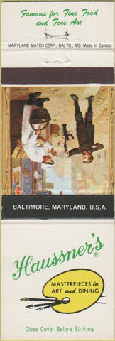Matchbook Cover - Haussner's Restaurant Baltimore MD
