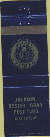Matchbook Cover - American Legion Lake City MI