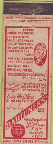 Matchbook Cover - Bartunek's Union Made Clothes WORN