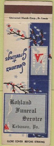 Matchbook Cover - Rohland Funeral Service Lebanon PA