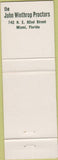Matchbook Cover - John Winthrop Proctors Miami FL Christmas
