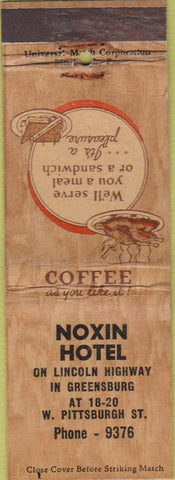 Matchbook Cover - Nixon Hotel Greensburg PA WEAR