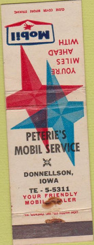 Matchbook Cover - Mobil Oil Gas Donnellson IA WEAR