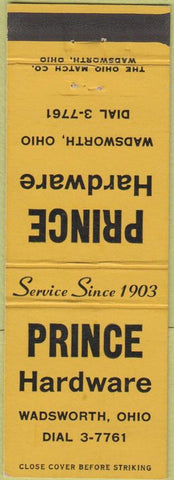 Matchbook Cover - Prince Hardware Wadsworth OH