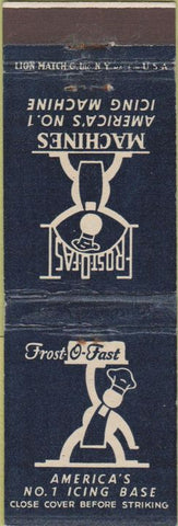 Matchbook Cover - Frost O Fast Machines Ice Union City NJ