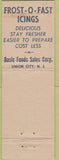 Matchbook Cover - Frost O Fast Machines Ice Union City NJ