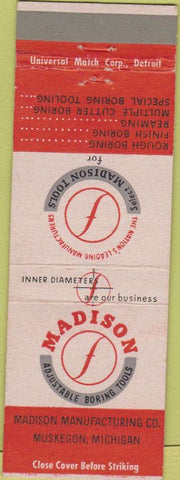 Matchbook Cover - Madison Adjustable Boring Tools Muskegon MI