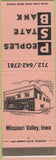 Matchbook Cover - Peoples State Bank Missouri Valley IA