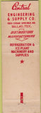 Matchbook Cover - Central Engineering Supply Dallas TX