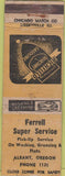 Matchbook Cover - Ferrell Super Service Richfield oil gas Albany OR WORN