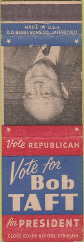 Matchbook Cover - Bob Taft for US President