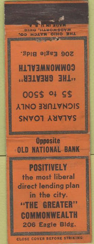 Matchbook Cover - Greater Commonwealth lending loans