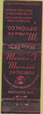 Matchbook Cover - Murnane Optical Portland OR WEAr