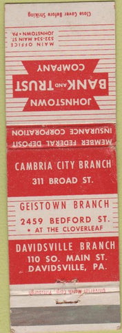 Matchbook Cover - Johnstown Bank Trust Johnstown PA WORN