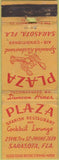Matchbook Cover - Plaza Spanish Restaurant Sarasota FL WORN lobster