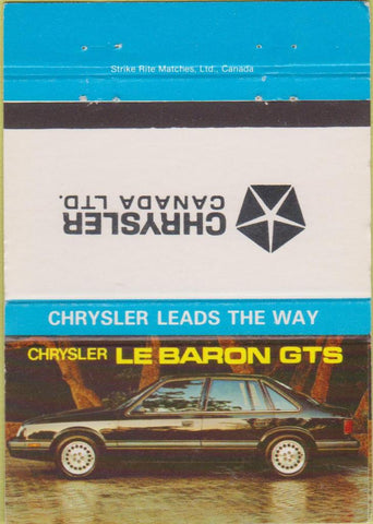 Matchbook Cover - Chrysler of Canada Le Baron GTS 40 Strike