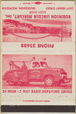 Matchbook Cover - Robinson Lincoln Mercury Muskegon MI tow 40 Strike