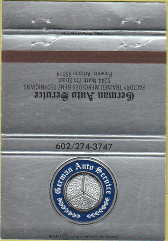 Matchbook Cover - German Auto Service Mercedes Phoenix AZ 40 Strike
