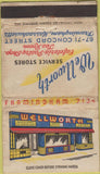 Matchbook Cover - Wellworth Restaurant Framingham MA WORN Diamond 36 Strike