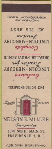 Matchbook Cover - Nelson Miller Linocln Meercury Providence RI