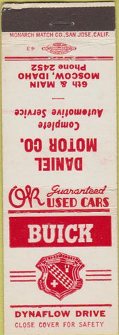 Matchbook Cover - Daniel Motor Co Buick Moscow ID