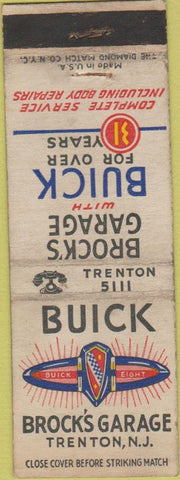 Matchbook Cover - Brock's Gargage Trenton NJ Buick WORN