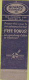 Matchbook Cover - Burack Oldsmobile Newark NJ
