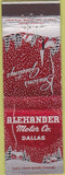 Matchbook Cover - Alexander Motor Co Dallas TX