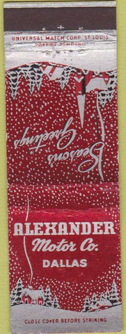 Matchbook Cover - Alexander Motor Co Dallas TX