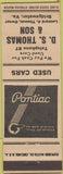 Matchbook Cover - DS Thomas Pontiac Bridgewater VA white