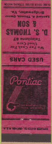 Matchbook Cover - DS Thomas Pontiac Bridgewater VA red