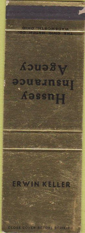 Matchbook Cover - Hussey Insurance Erwin Keller WEAR SAMPLE
