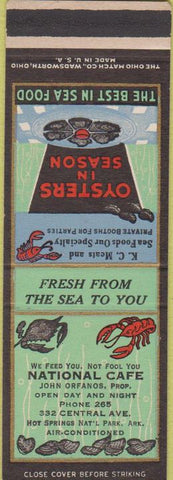 Matchbook Cover - National Cafe Hot Springs National Park AR SAMPLE