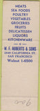 Matchbook Cover - Roberts Restaurants San Francisco CA SAMPLE