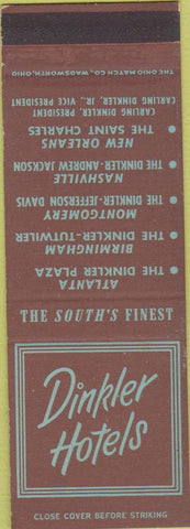 Matchbook Cover - Dinkler Hotels New Orleans Atlanta Birmingham Nashville SAMPLE