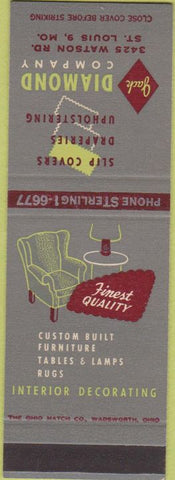 Matchbook Cover - Diamond Co Slip Covers Drapes Upholstering St Louis MO SAMPLE