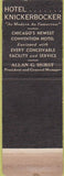 Matchbook Cover - Hotel Knickerbocker Chicago IL WORN SAMPLE