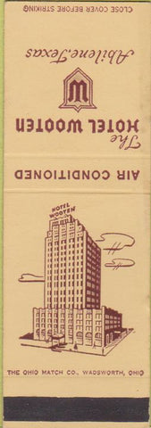 Matchbook Cover - Hotel Wooten Abilene TX WEAR SAMPLE