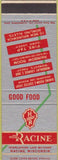 Matchbook Cover - Hotel Racine Racine WI Bowling SAMPLE
