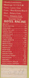 Matchbook Cover - Hotel Racine Racine WI Bowling SAMPLE
