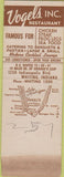Matchbook Cover - Vogel's Whiting IN SAMPLE