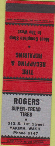 Matchbook Cover - Rogers Super Tread Tires Yakima WA SAMPLE