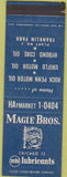 Matchbook Cover - Magie Bros Lubricants Chicago IL oil gas SAMPLE